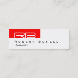 Skinny Red White Monogram Manager Business Card Mini Visitenkarte