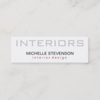 Skinny Schlicht White Interior Designer Visitenkar