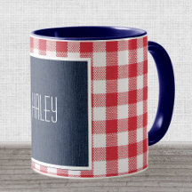 Skinny Schriftart Drk Blue Denim Red White Gingham