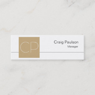 Skinny Schwarz-weiß Beige Monogram Business Card Mini Visitenkarte