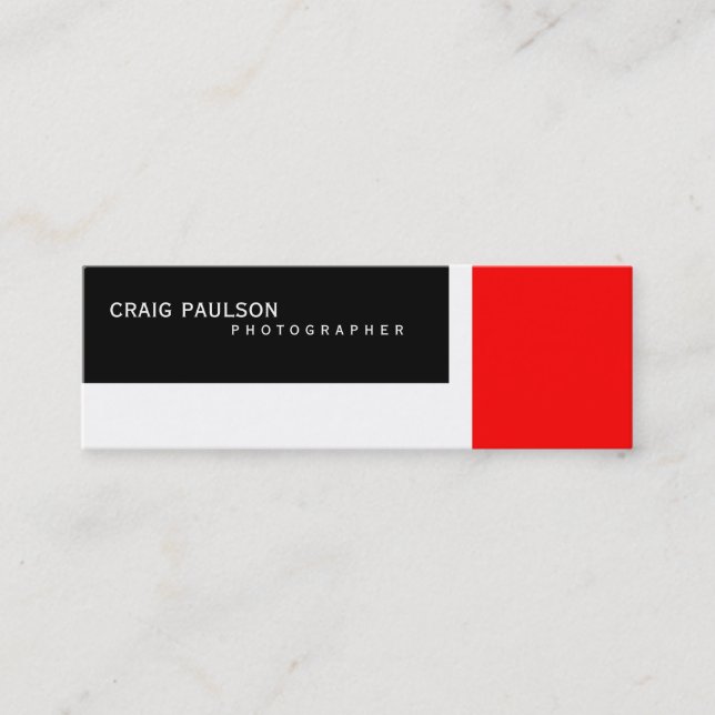 Skinny Schwarz-weiß Red Fotografy Business Card Mini Visitenkarte (Vorderseite)