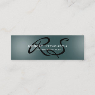 Skinny Slate Gray Script Monogram Business Card Mini Visitenkarte