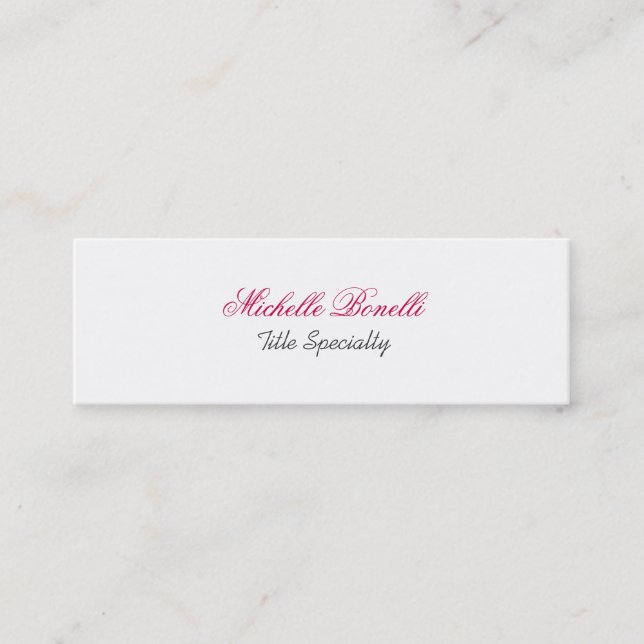 Skinny Slim Carmine Stylish Script Business Card Mini Visitenkarte (Vorderseite)