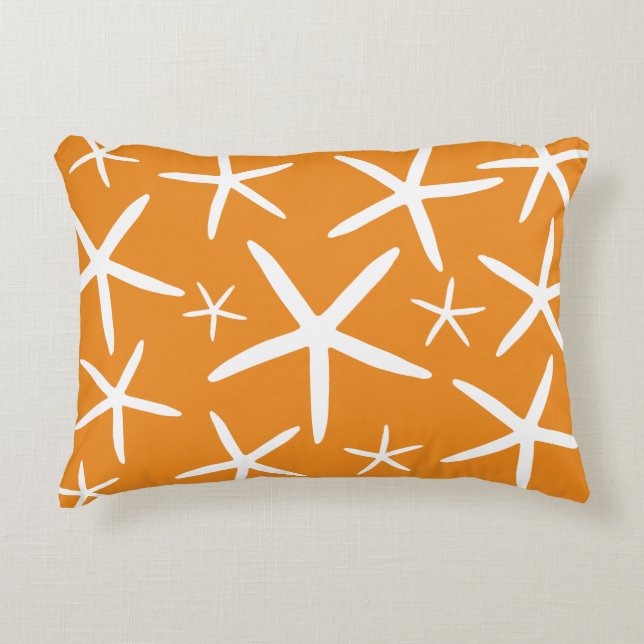 Skinny Starfish | Tropenorange Zierkissen (Vorderseite)