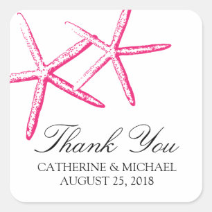Skinny Starfish Wedding Quadratischer Aufkleber