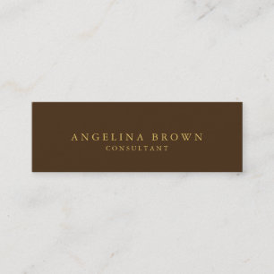 Skinny Stylish Brown Gold Beruflich Trendy Mini Visitenkarte