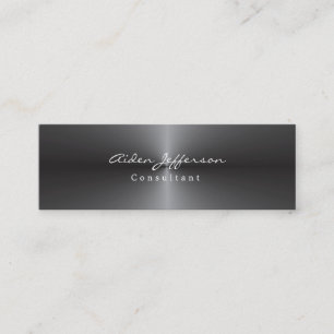 Skinny Stylish Metallic Gray Minimalistisch Mini Visitenkarte