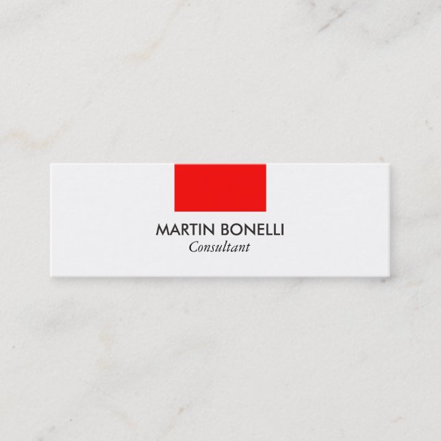 Skinny Stylish White Red Standard Business Card Mini Visitenkarte (Vorderseite)
