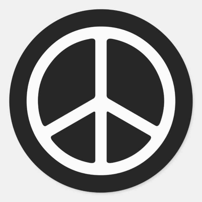Skinny White Peace Symbol Runder Aufkleber (Vorderseite)