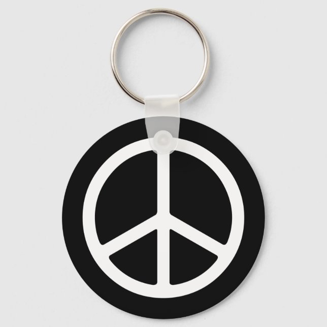 Skinny White Peace Symbol Schlüsselanhänger (Vorderseite)