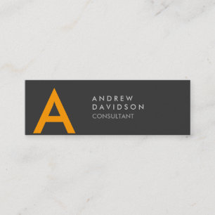 Skinny Yellow Grey Modern Monogram Business Card Mini Visitenkarte