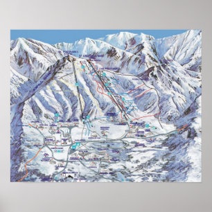 Skiort, Rumänien, Piana Brasov, Karte Poster