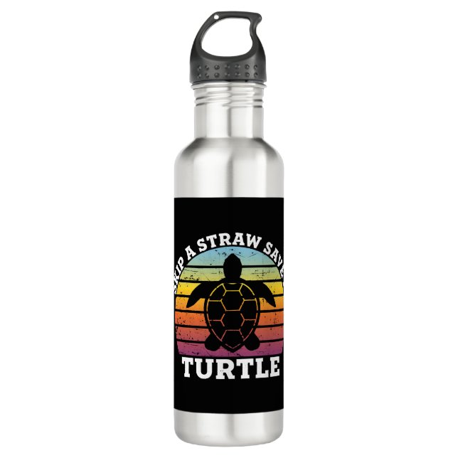 Skip A Straw Rette ein Turtle-Shirt Edelstahlflasche (Vorderseite)
