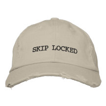 "SKIP LOCKED" bestickte Hülle