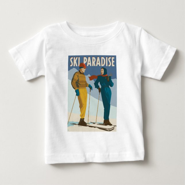 Skiparadies Vintag drucken Baby T-shirt (Vorderseite)