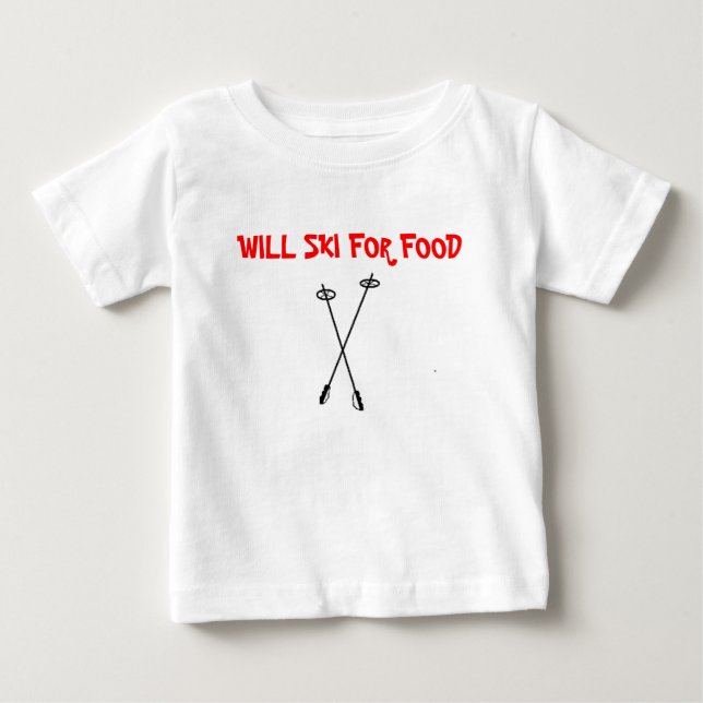 Skipfosten, FAHREN FÜR NAHRUNG Ski Baby T-shirt (Vorderseite)