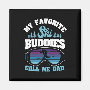 Skipiste Alpin Vater Skifahren Snowboarder Fath Magnet
