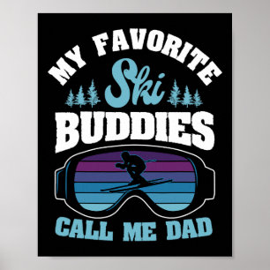 Skipiste Alpin Vater Skifahren Snowboarder Fath Poster