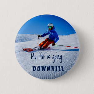Skipiste Funny Motivierend Schnee Ski Button