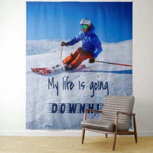 Skipiste Funny Motivierend Schnee Ski Wandteppich