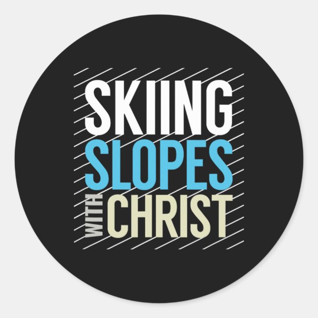 Skipisten mit Jesus Runder Aufkleber (Vorderseite)