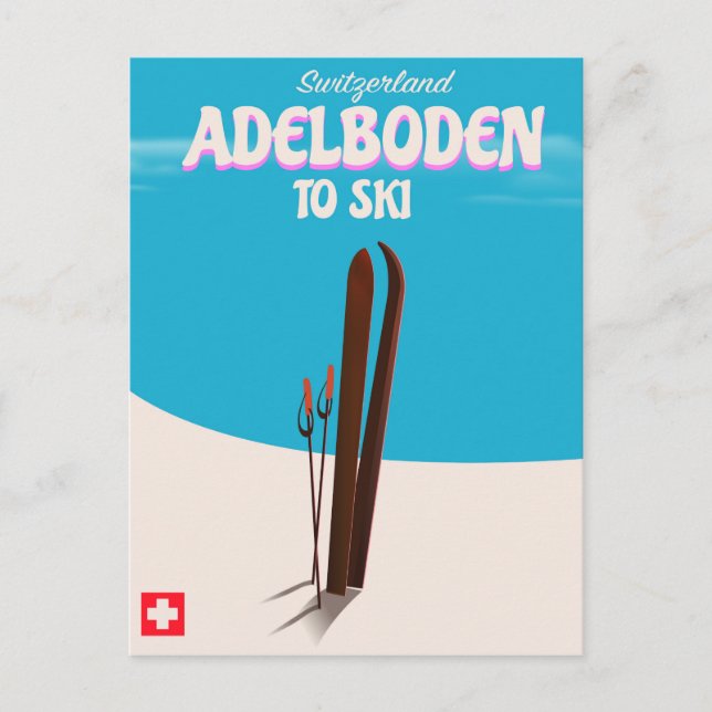 Skiposter Adelboden Schweiz Postkarte (Vorderseite)