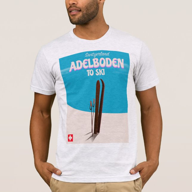Skiposter Adelboden Schweiz T-Shirt (Vorderseite)