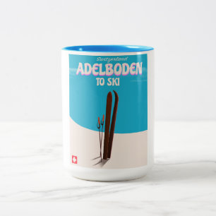 Skiposter Adelboden Schweiz Zweifarbige Tasse