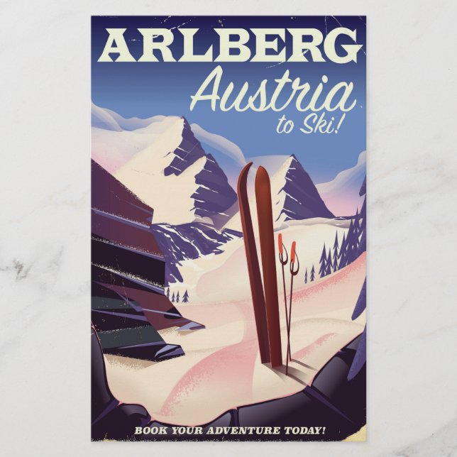 Skiposter Arlberg Austria Briefpapier (Vorderseite)