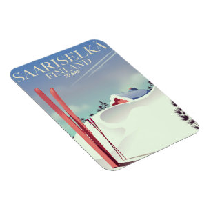 Skiposter Saariselkä Finnland Magnet