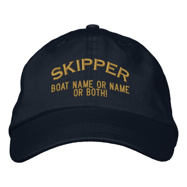 Skipper Ihr Boot Name Ihr Name oder beide! Bestickte Baseballkappe (Vorderseite)