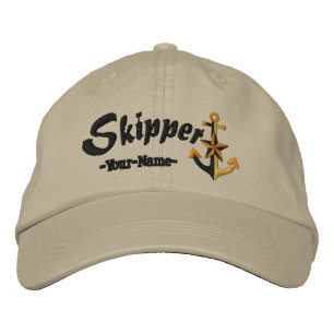 Skipper mit Name Large Anchor anpassbar Bestickte Kappe