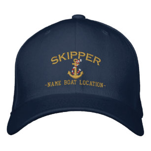 Skipper Rope Anchor Ihr Bootsname oder beides! Bestickte Kappe