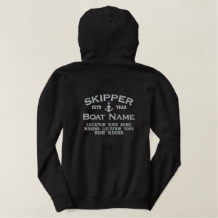Skipper Silver Star Anchor Leicht Personalisiert Bestickter Hoodie