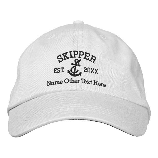 Skipper With Anchor Personalized Bestickte Baseballkappe (Vorderseite)