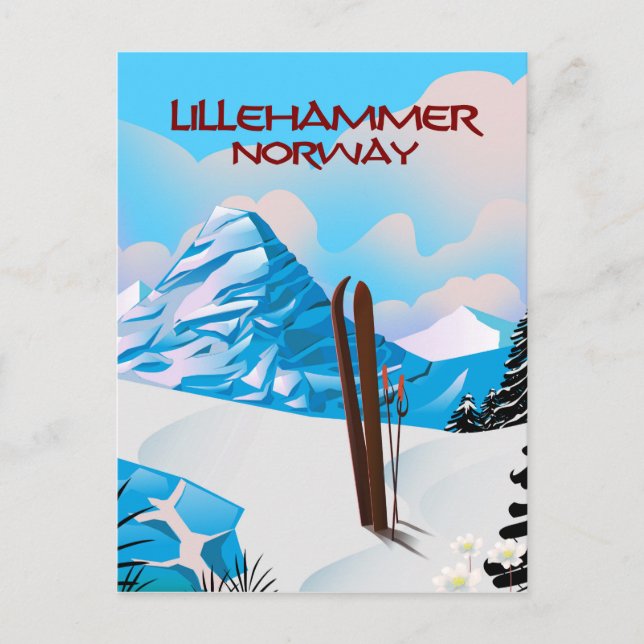 Skipposter von Lillehammer Norwegen. Postkarte (Vorderseite)