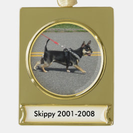 Skippy Chihuahua-Verzierung Banner-Ornament Gold