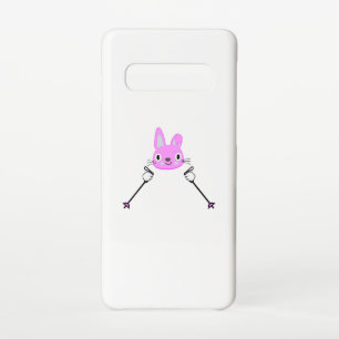 Skirabbit mit Skistöcken Samsung Galaxy S10 Hülle