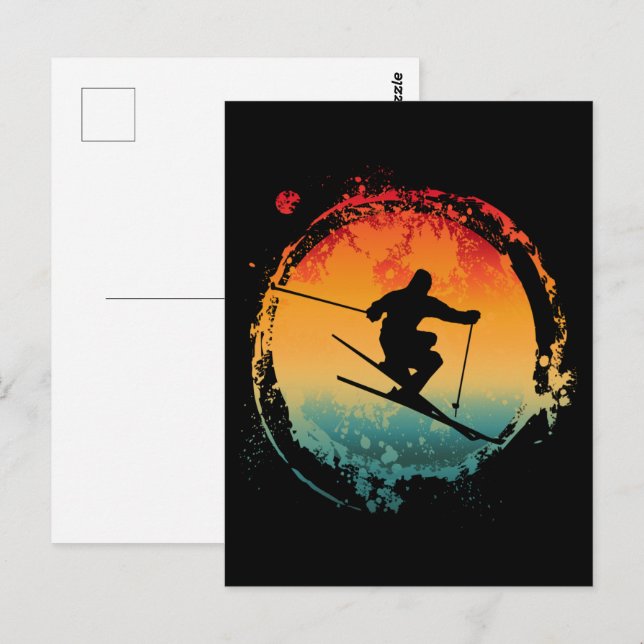 SKIRETRO VINTAG POSTKARTE (Vorne/Hinten)