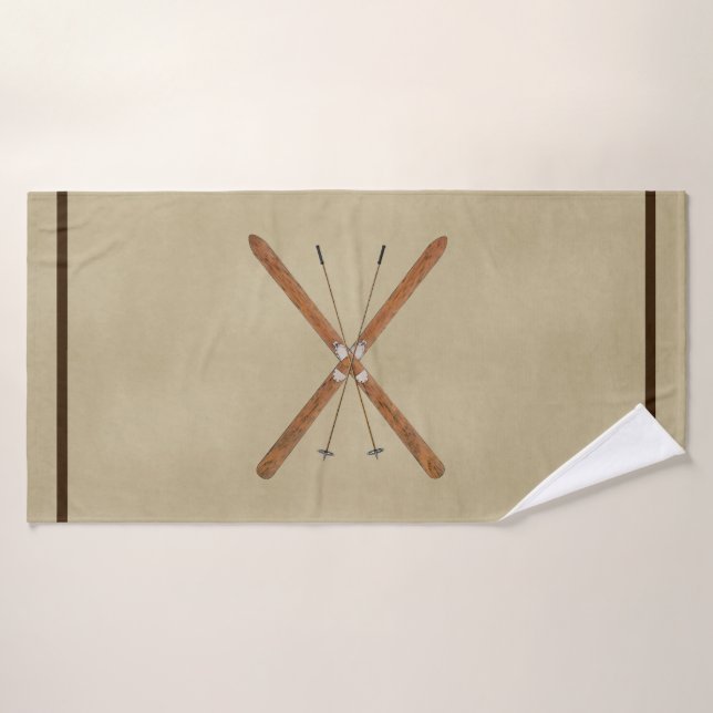 Skis De Fond Et Polonais (Serviette de bain)