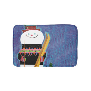 Skis für Schneemann Badematte