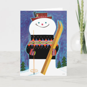 Skis für Snowman Feiertagskarte