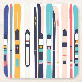 Skis Rechteckiger Pappuntersetzer
