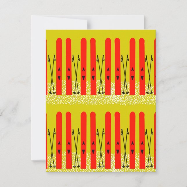 Skis rouges sur carte jaune (Devant)