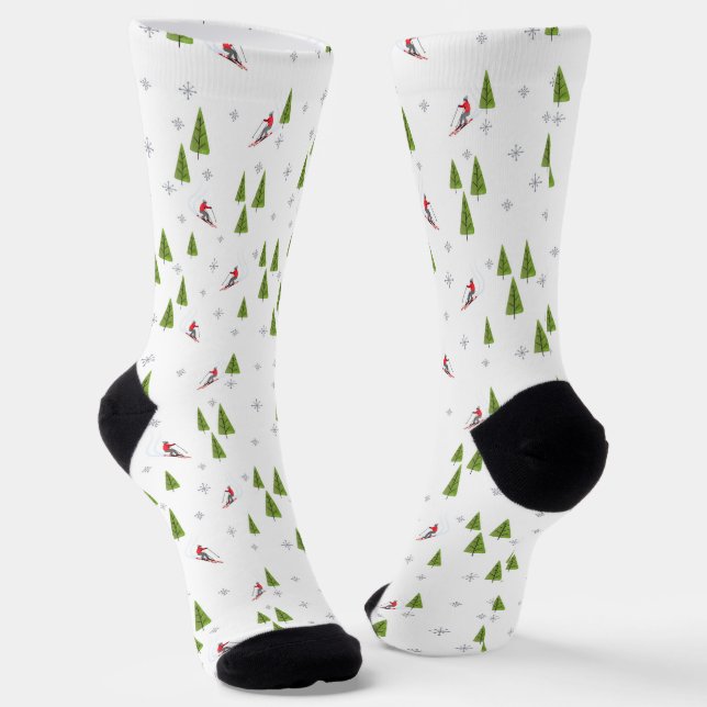 Skis und Pine Trees Socken (Gewinkelt)