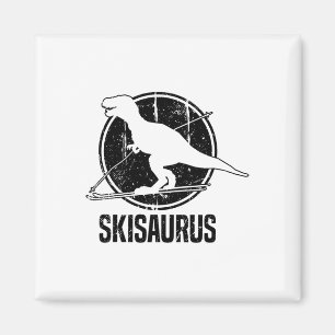 Skisaurus Skifahren Dino Ski Dinosaurier Skifahren Magnet