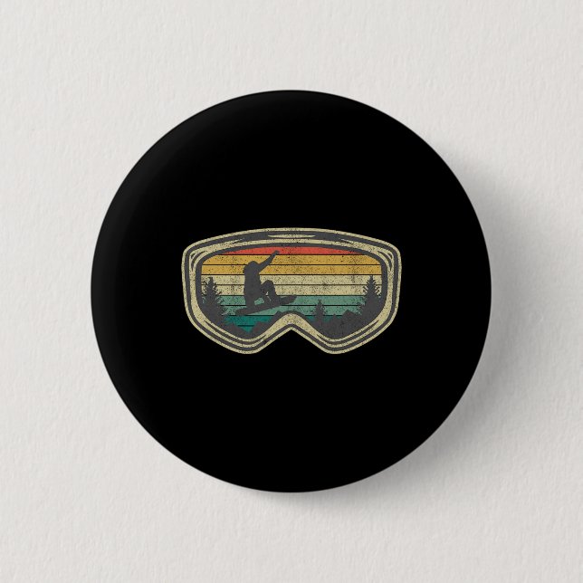 Skischnee-Bergschnee-Ski-Shirts und Geschenk Button (Vorderseite)