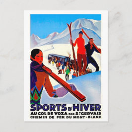 Skisport in D'Hiver, Mont Blanc, Frankreich, Vinta Postkarte