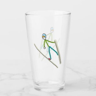 Skispringen-Strichmännchen Glas