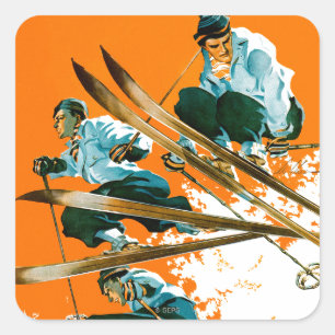 Skispringer durch Ski-Schweißung Quadratischer Aufkleber